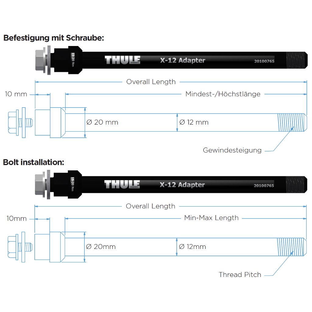 Thule Achse Syntace X-12 M12x1,0 160 oder 172mm