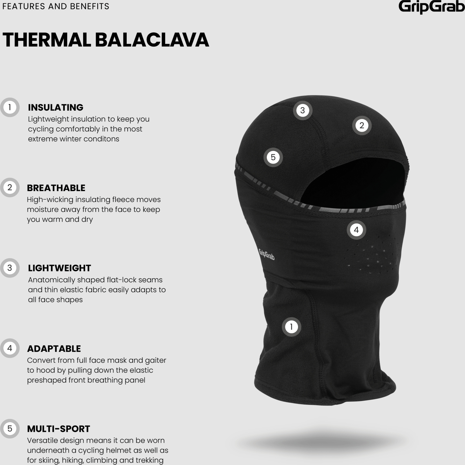 GripGrab Thermo Winter Balaclava schwarz
